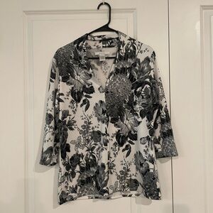 Grace Black and White 3/4 Sleeve Blouse